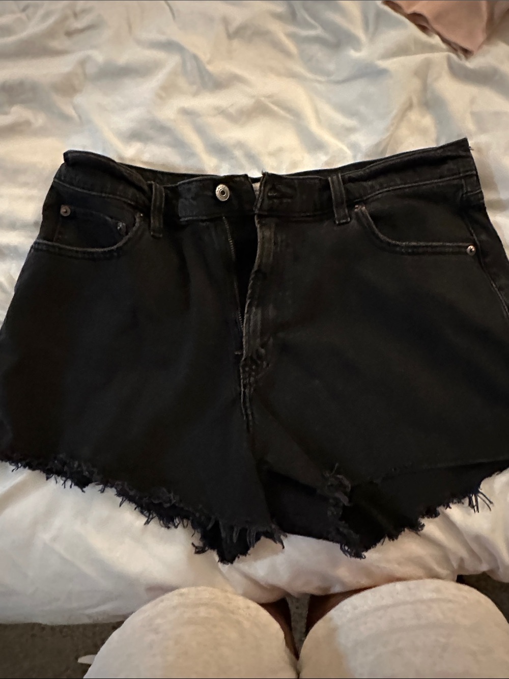 Abercrombie & Fitch Black Distressed Denim Shorts